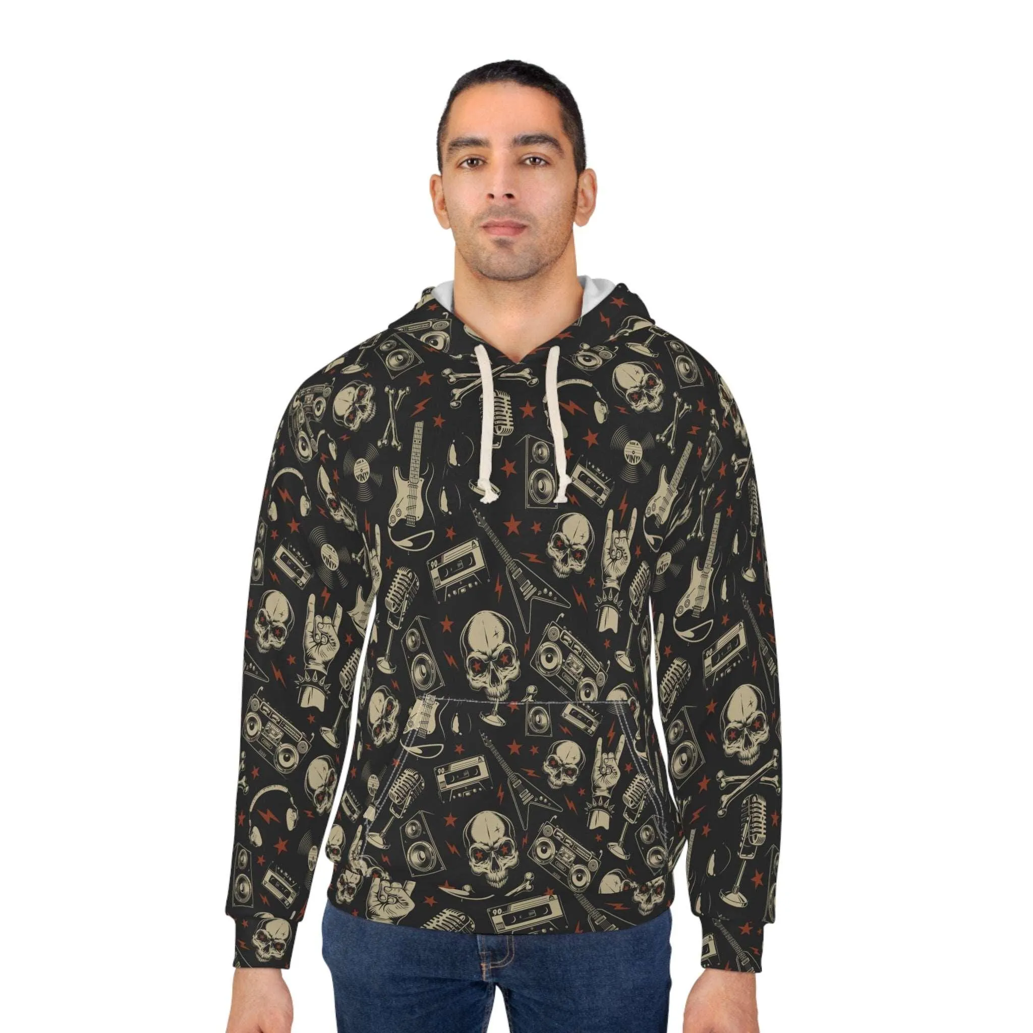 80s Metal Collage' Unisex Pullover Hoodie (AOP)