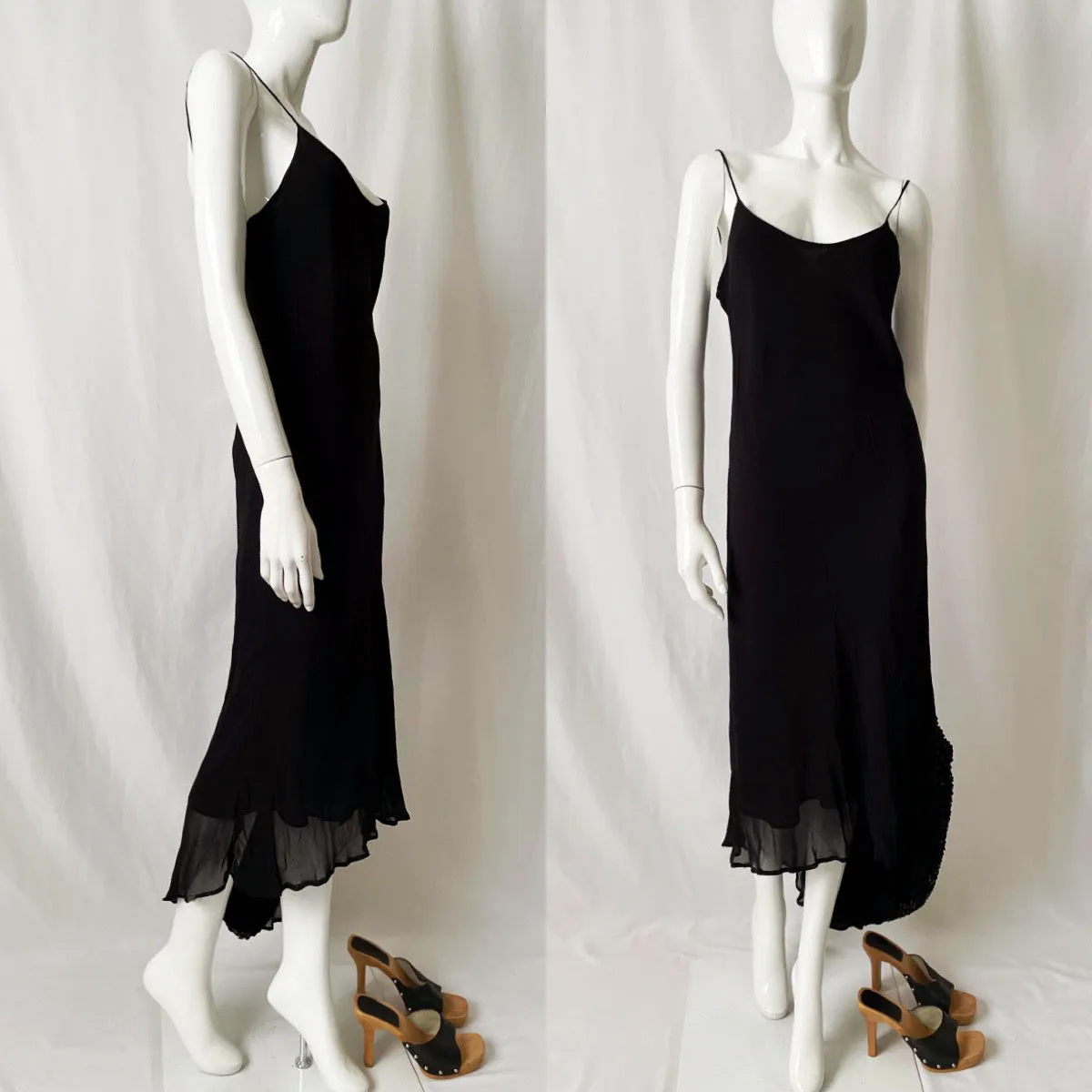 90s Y2K Vintage Asymmetrical Slip Midi Dress