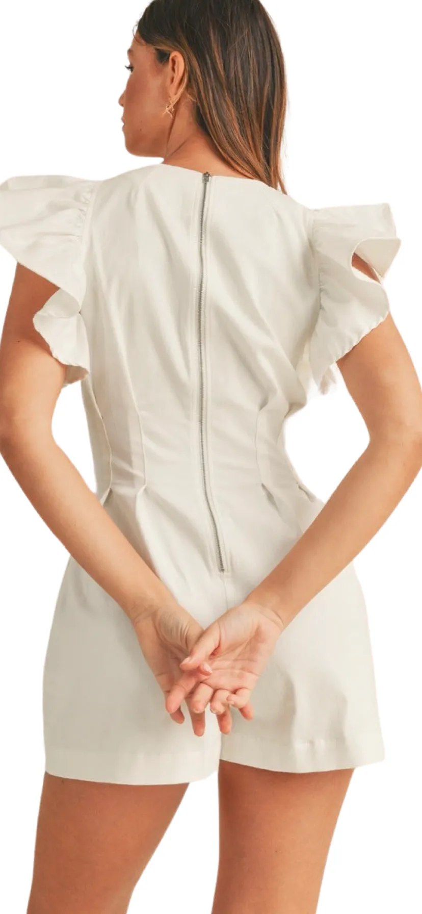 Apparel- Mable Ruffle Sleeve V Neck Romper