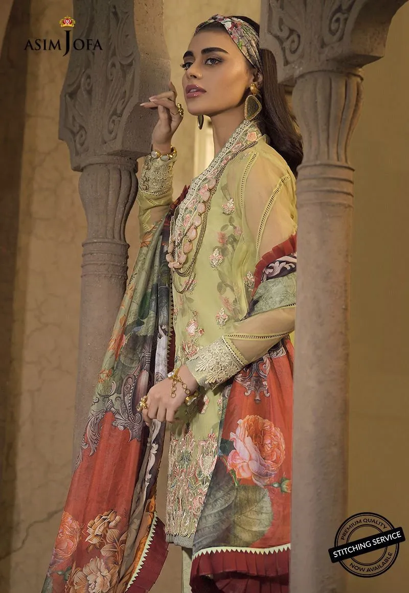 Asim Jofa Lawn Suit in Mint Green Color #M0074