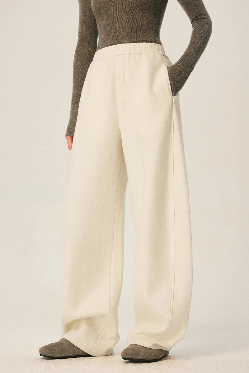 Baggy Wool Blend High Waisted Barrel Leg Sweatpants