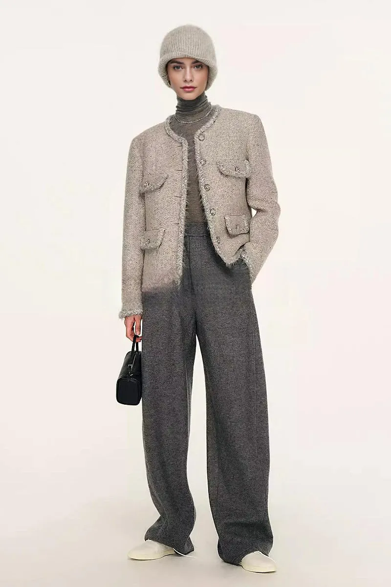 Baggy Wool Blend High Waisted Barrel Leg Sweatpants