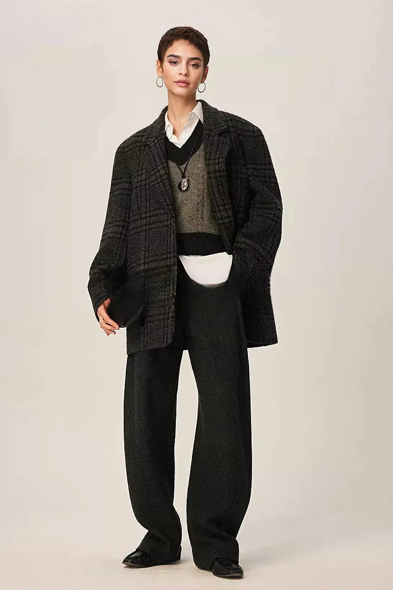 Baggy Wool Blend High Waisted Barrel Leg Sweatpants