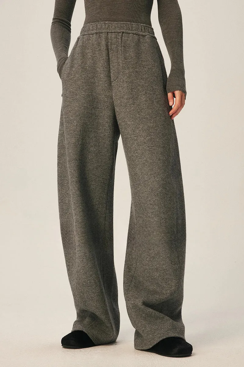 Baggy Wool Blend High Waisted Barrel Leg Sweatpants