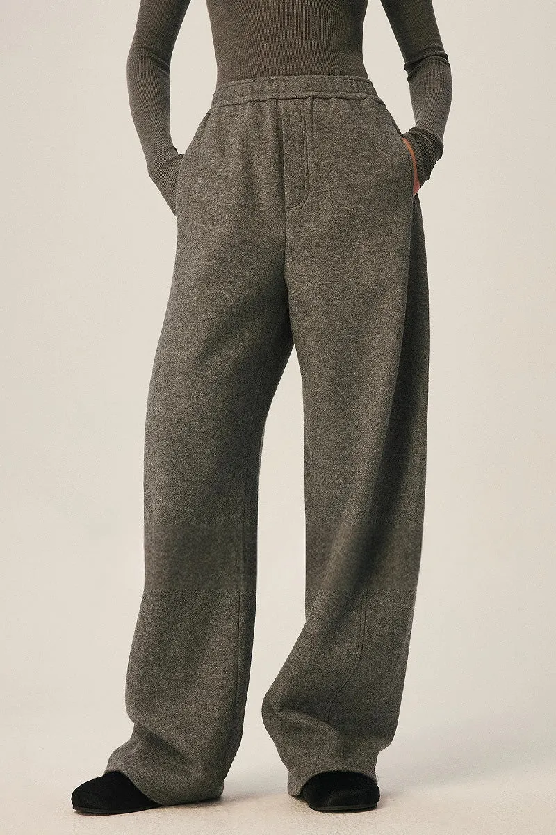 Baggy Wool Blend High Waisted Barrel Leg Sweatpants