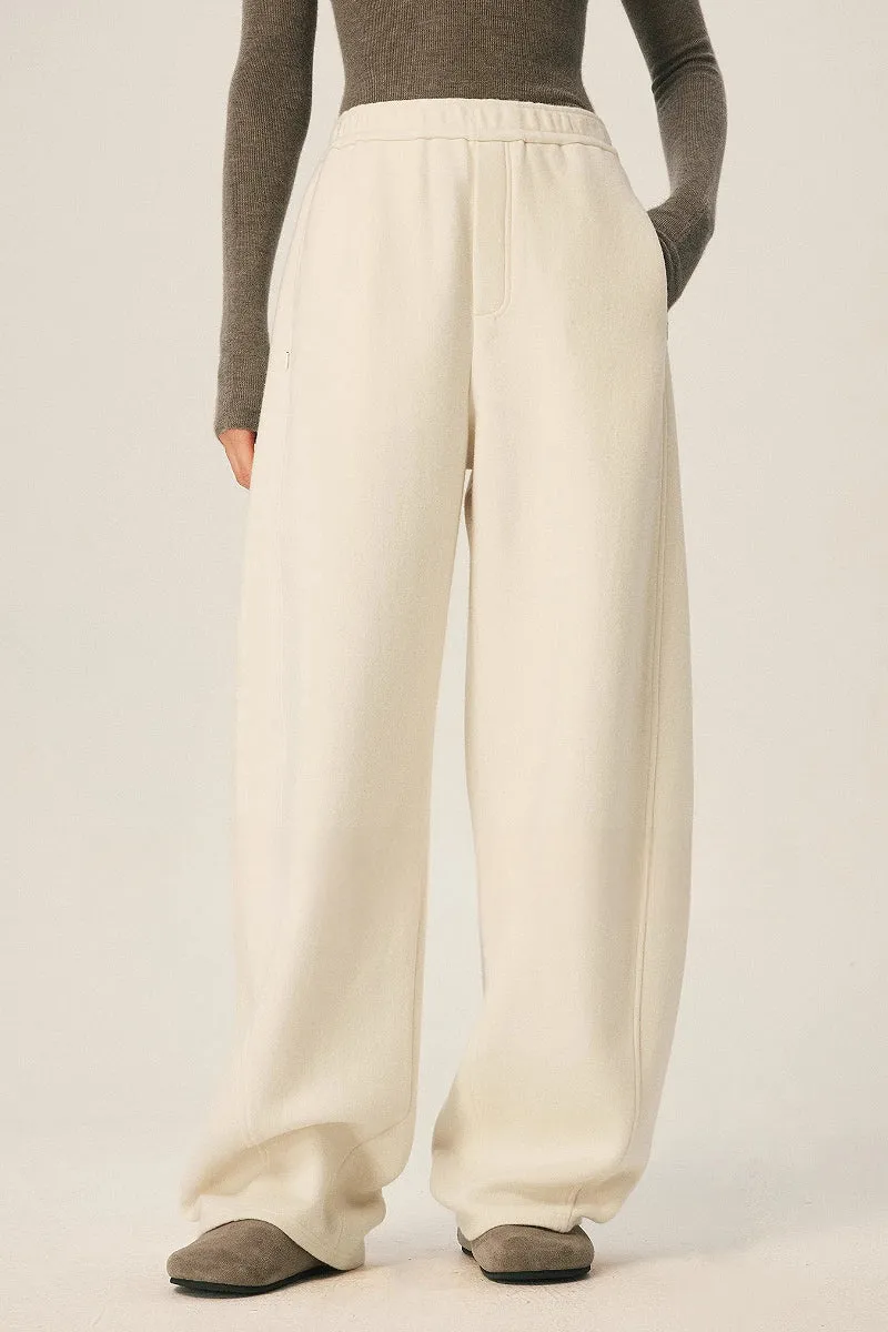 Baggy Wool Blend High Waisted Barrel Leg Sweatpants