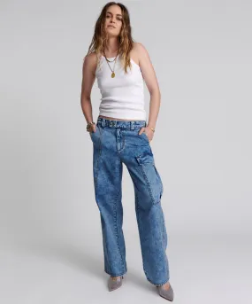 BERLIN BLUE NEW FICTION WIDE LEG CARGO JEANS