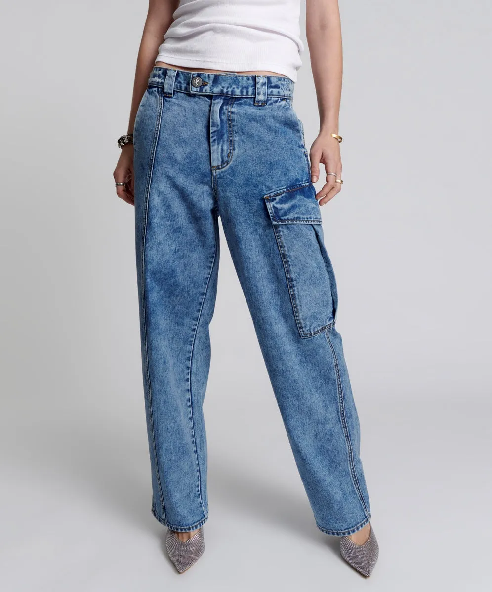 BERLIN BLUE NEW FICTION WIDE LEG CARGO JEANS