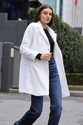 BGD Women Oversized Buckle Coat - White - Avondale