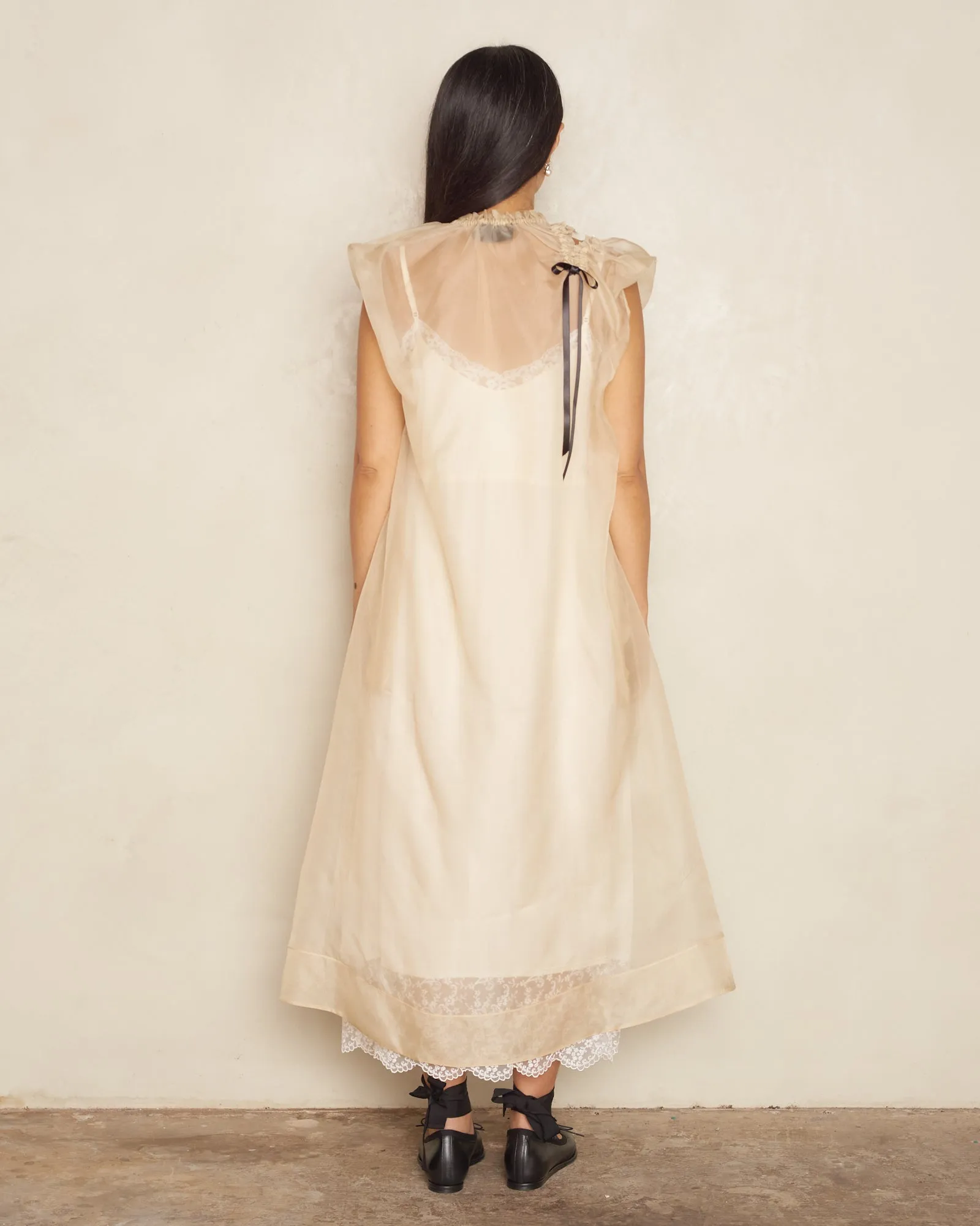 Biscuit Silk Organza Midi Dress