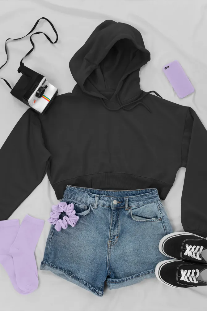 Black Crop Hoodie for women