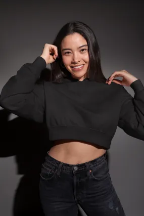 Black Crop Hoodie for women