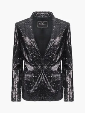 Black Sequin Tailored Blazer
