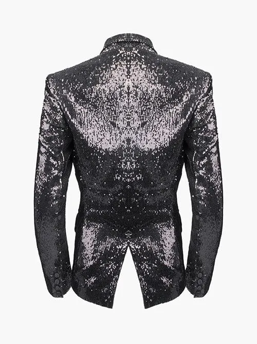 Black Sequin Tailored Blazer