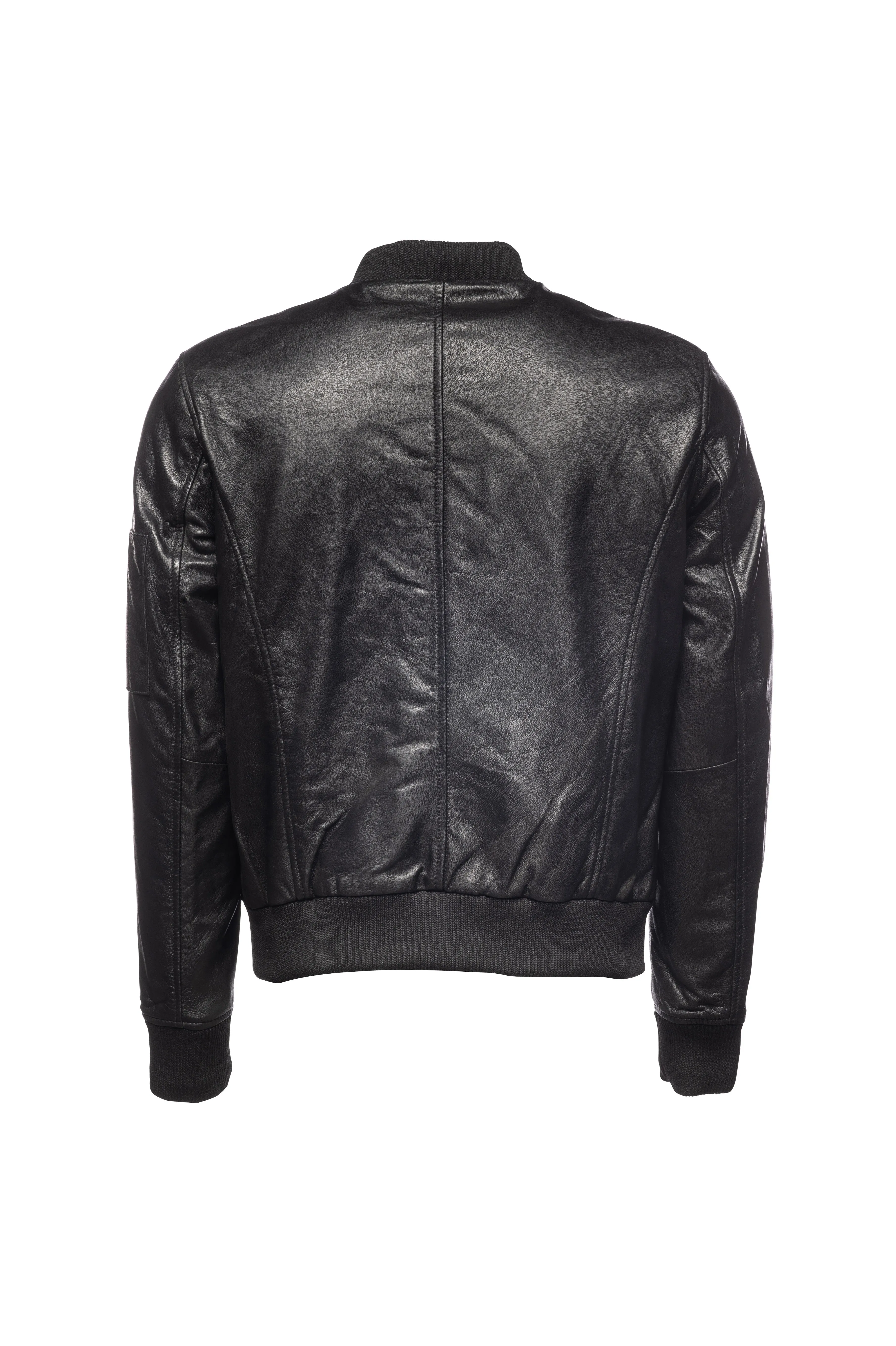 Bomber Leather Jacket-Black