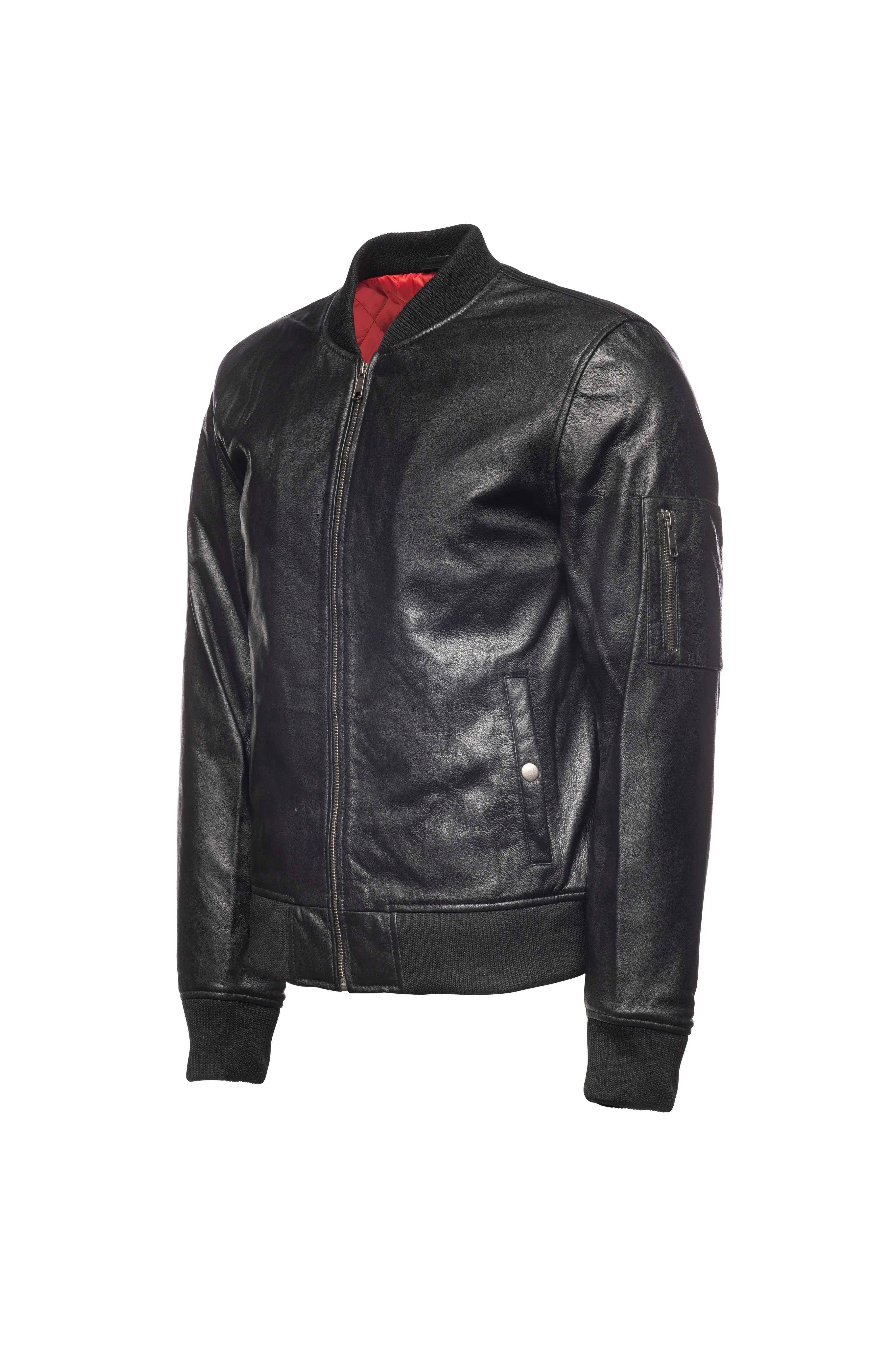 Bomber Leather Jacket-Black