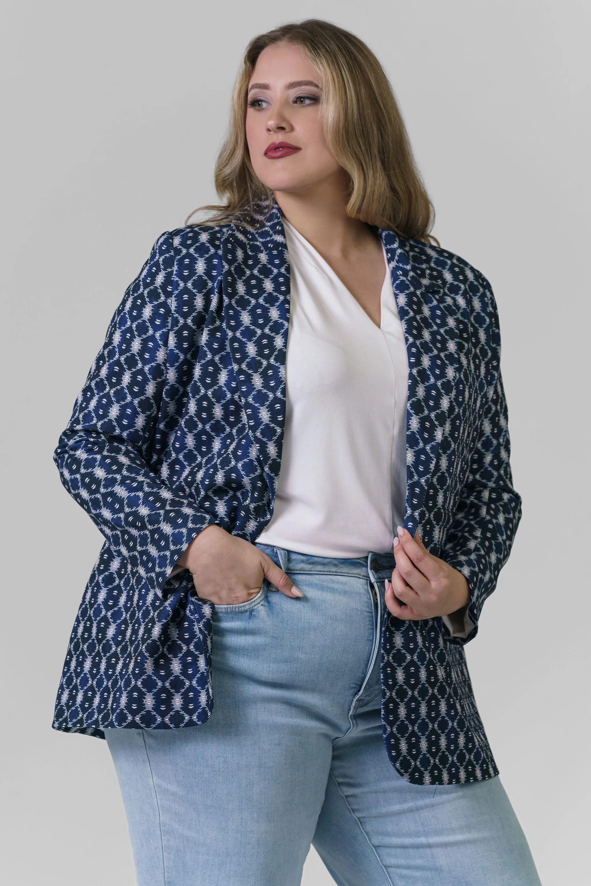 BUTTON FRONT BOYFRIEND BLAZER