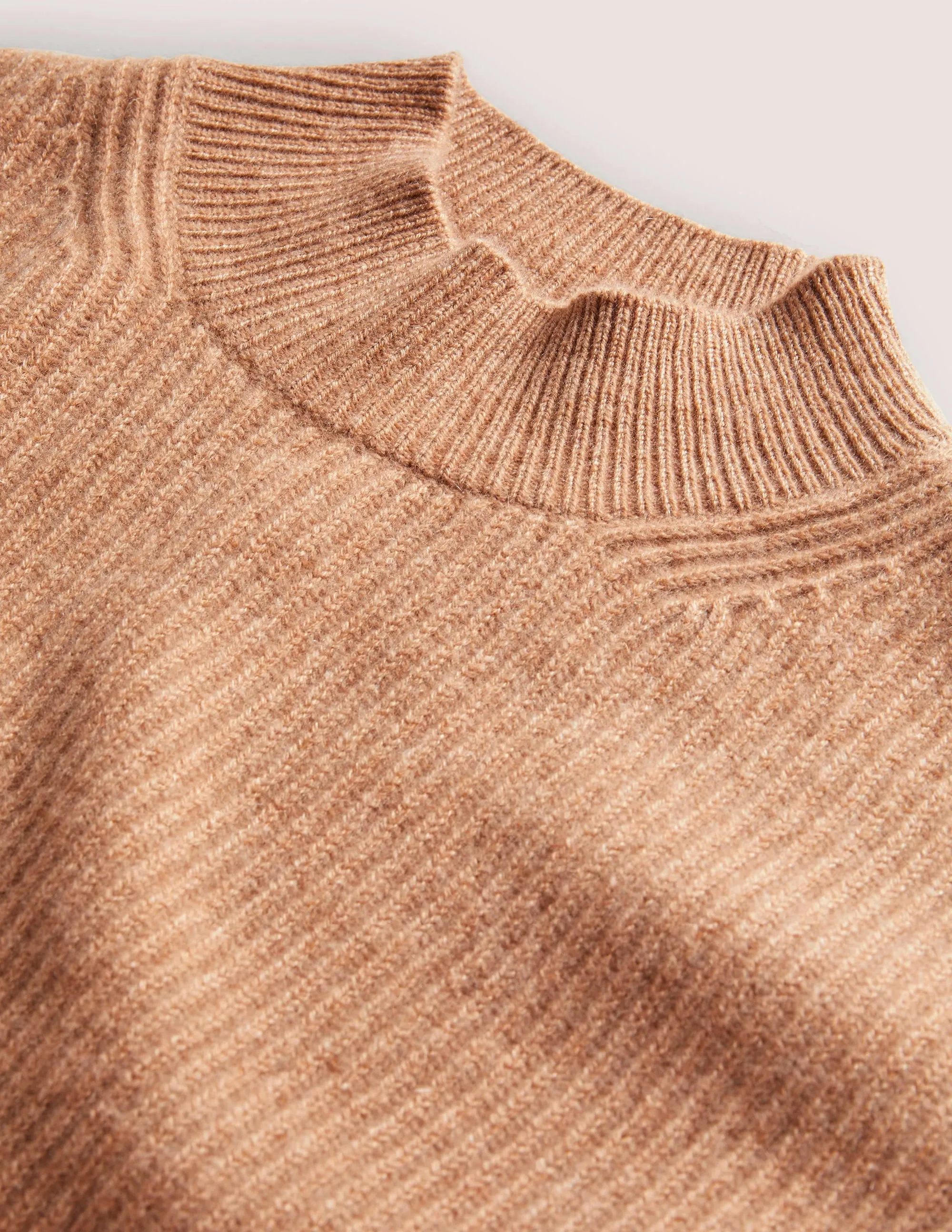 Cashmere Ribbed Jumper-Camel Melange
