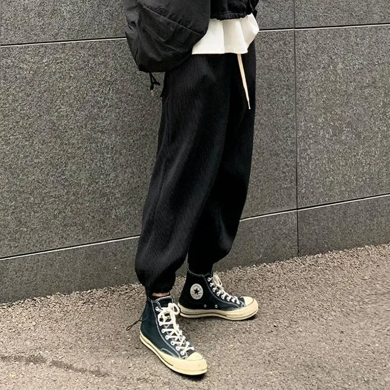 Chicmy-Korean style, Korean men's outfit, minimalist style, street fashion No. 1741 PLEATED DRAWSTRING SWEATPANTS