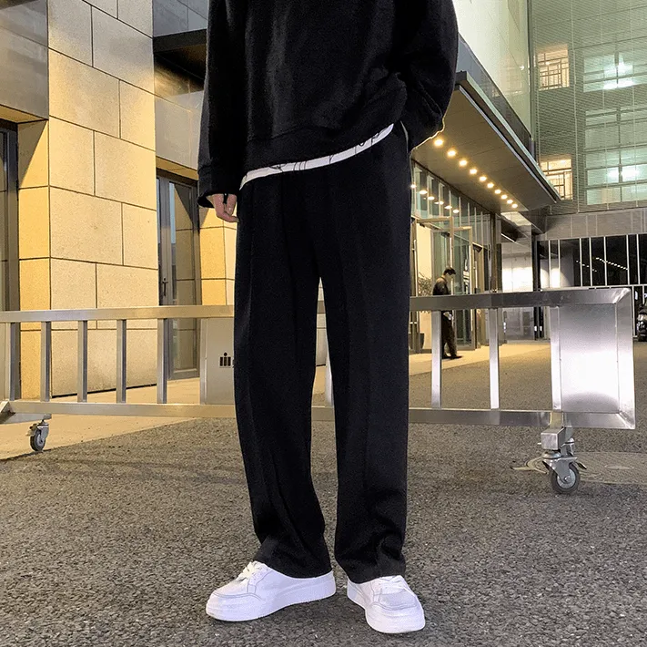 Chicmy-Korean style, Korean men's outfit, minimalist style, street fashion No. 2551 WIDE STRAIGHT SWEATPANTS