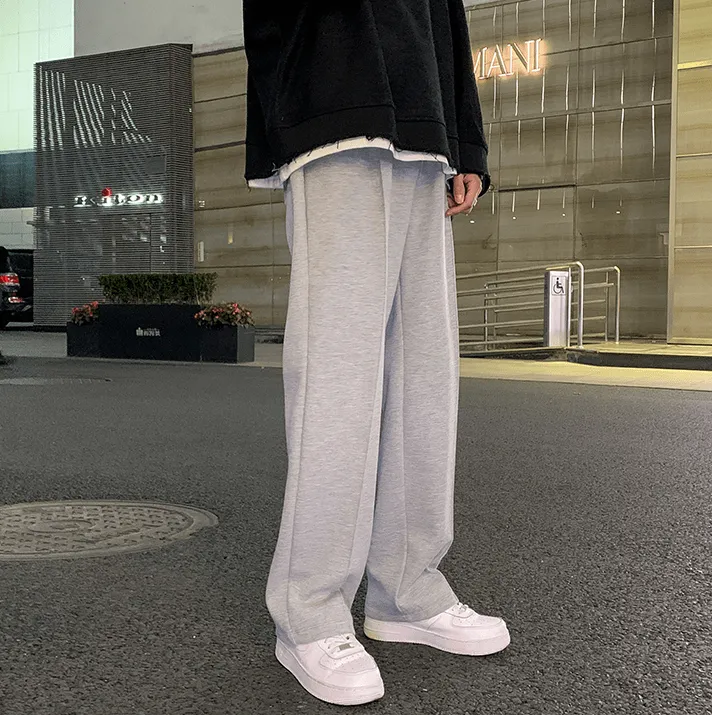 Chicmy-Korean style, Korean men's outfit, minimalist style, street fashion No. 2551 WIDE STRAIGHT SWEATPANTS