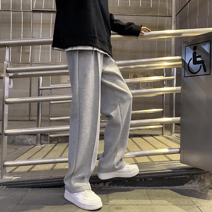 Chicmy-Korean style, Korean men's outfit, minimalist style, street fashion No. 2551 WIDE STRAIGHT SWEATPANTS
