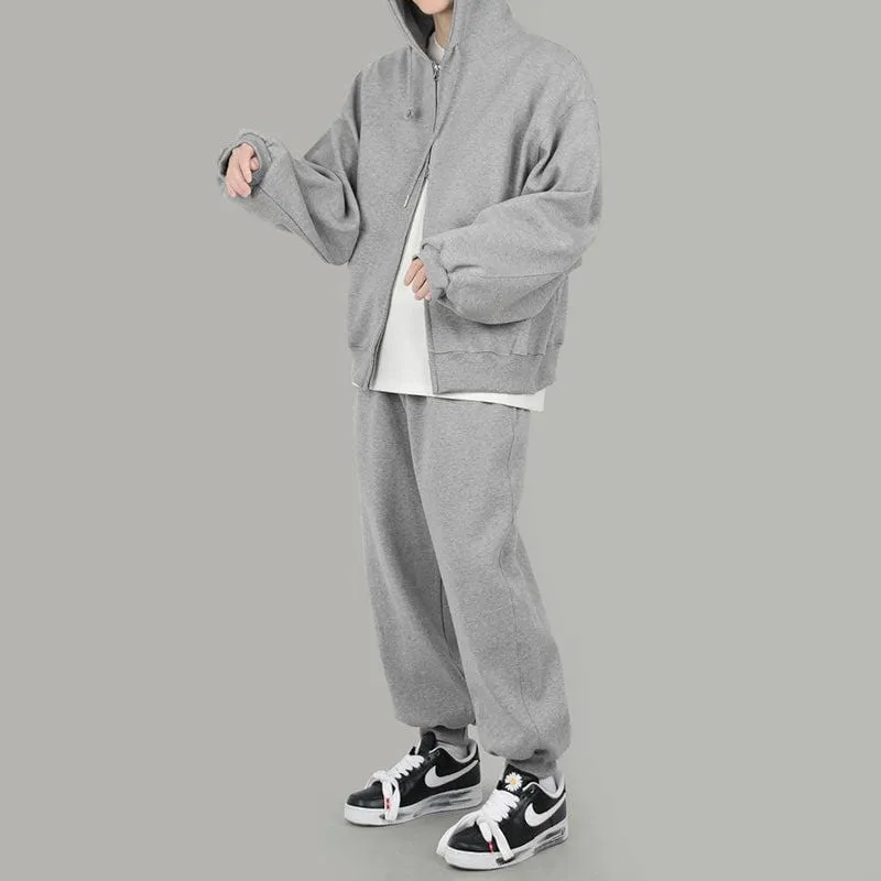 Chicmy-Korean style, Korean men's outfit, minimalist style, street fashion No. 4207 ZIP-UP HOODIE & SWEATPANTS