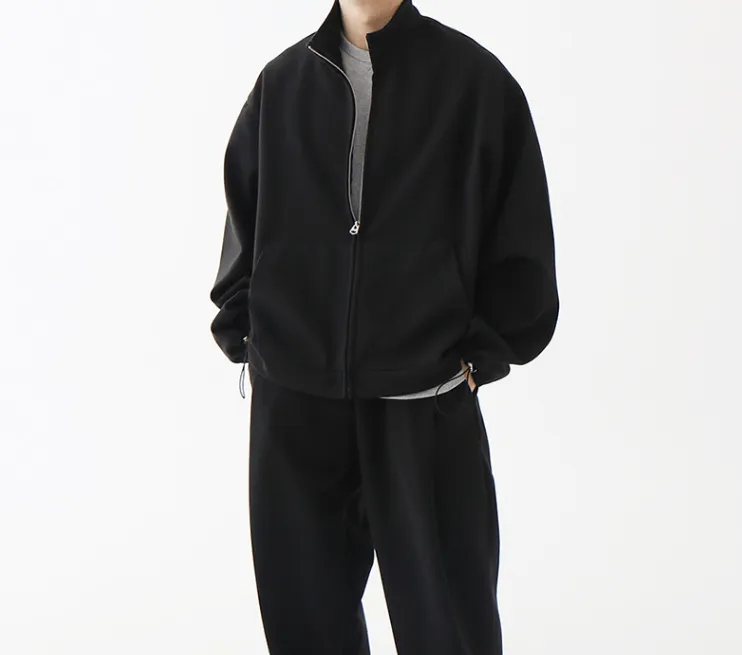 Chicmy-Korean style, Korean men's outfit, minimalist style, street fashion No. 4453 ZIP-UP COLLAR JK & WIDE SWEATPANTS