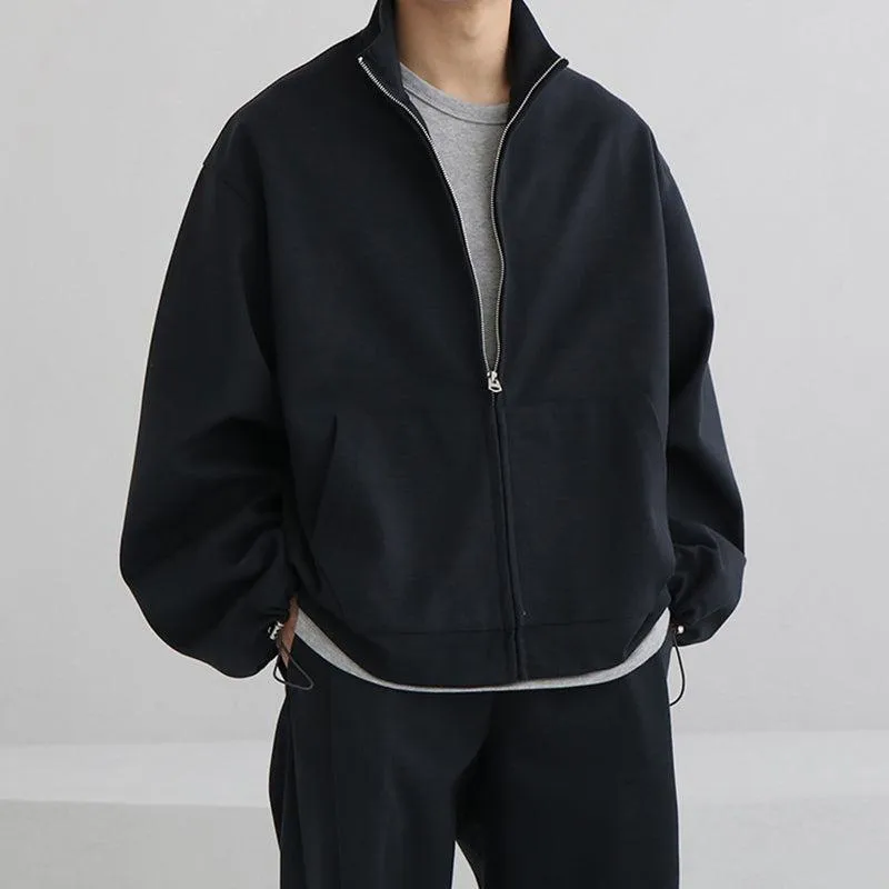 Chicmy-Korean style, Korean men's outfit, minimalist style, street fashion No. 4453 ZIP-UP COLLAR JK & WIDE SWEATPANTS