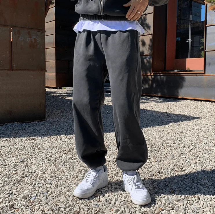 Chicmy-Korean style, Korean men's outfit, minimalist style, street fashion No. 6399 CHARCOAL GRAY ZIP-UP HOODIE & SWEATPANTS