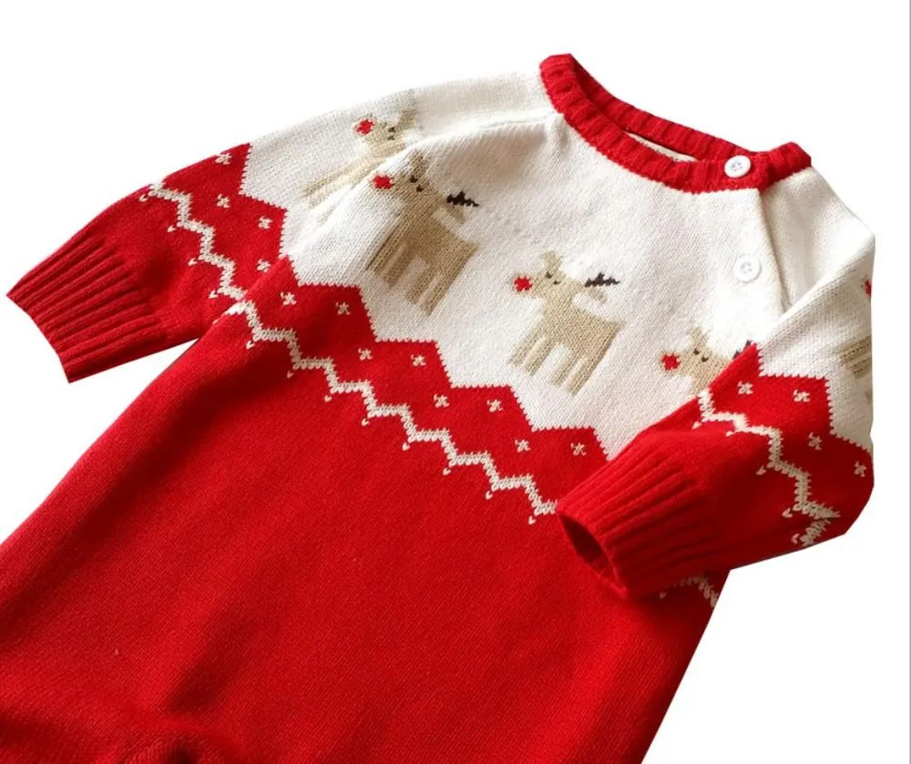 Christmas Reindeer Romper Red