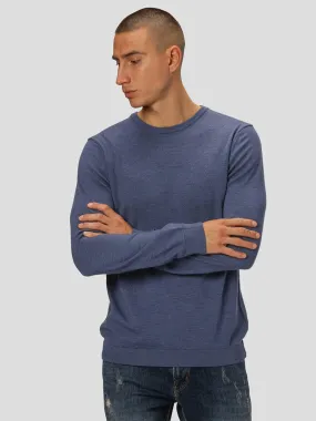 Clean Cut Copenhagen Blue Melange Merino Wool Crewneck