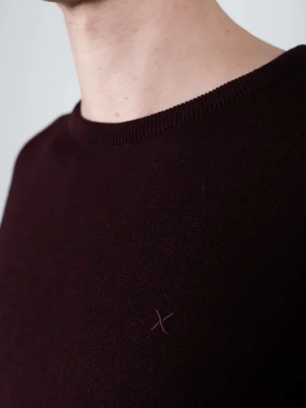 Clean Cut Copenhagen Dark Plum Merino Wool Crewneck