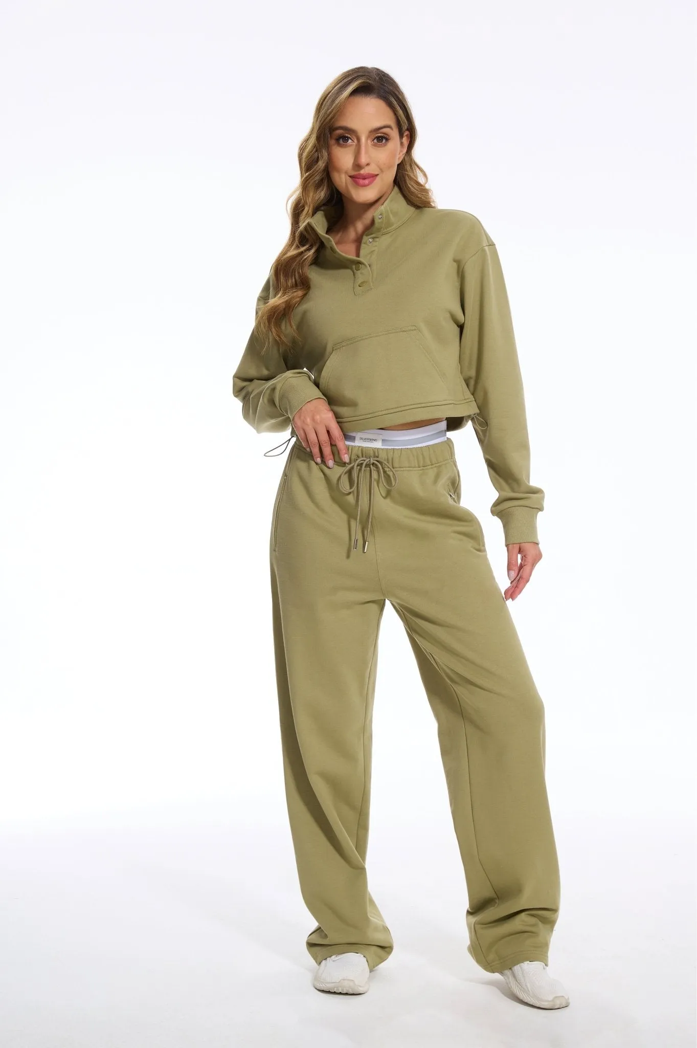 Cozy Double Wasited Joggers SweatPants - Moss Green