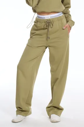 Cozy Double Wasited Joggers SweatPants - Moss Green