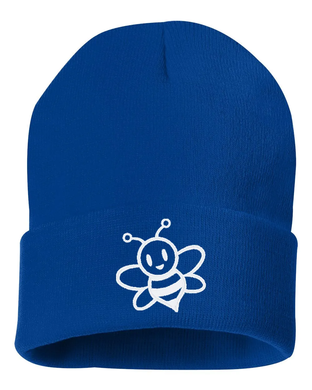 Cute Bumble Bee Embroidered Cuffed Beanie Hat