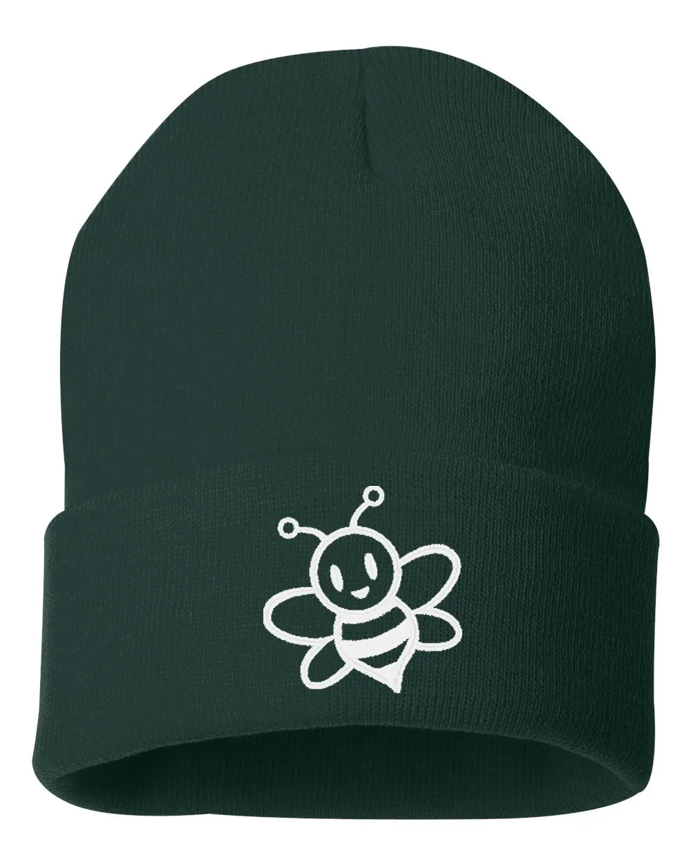 Cute Bumble Bee Embroidered Cuffed Beanie Hat