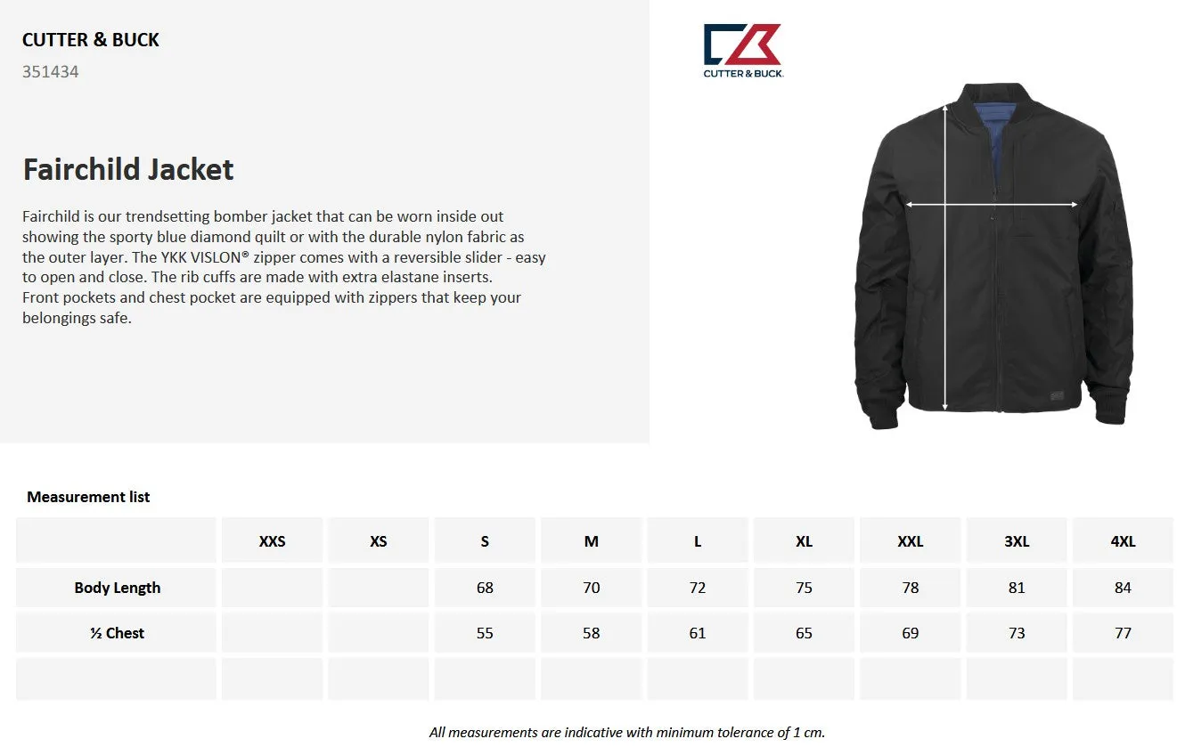 Cutter & Buck Fairchild Men's Padded Bomber Jacket | Reversible Black to Quilted Blue | S-4XL