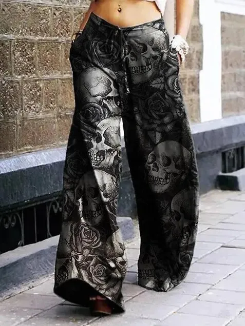Dark and Moody: Skull-Emblazoned Cargo Pants