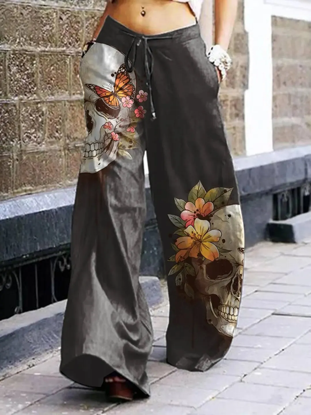 Dark and Moody: Skull-Emblazoned Cargo Pants