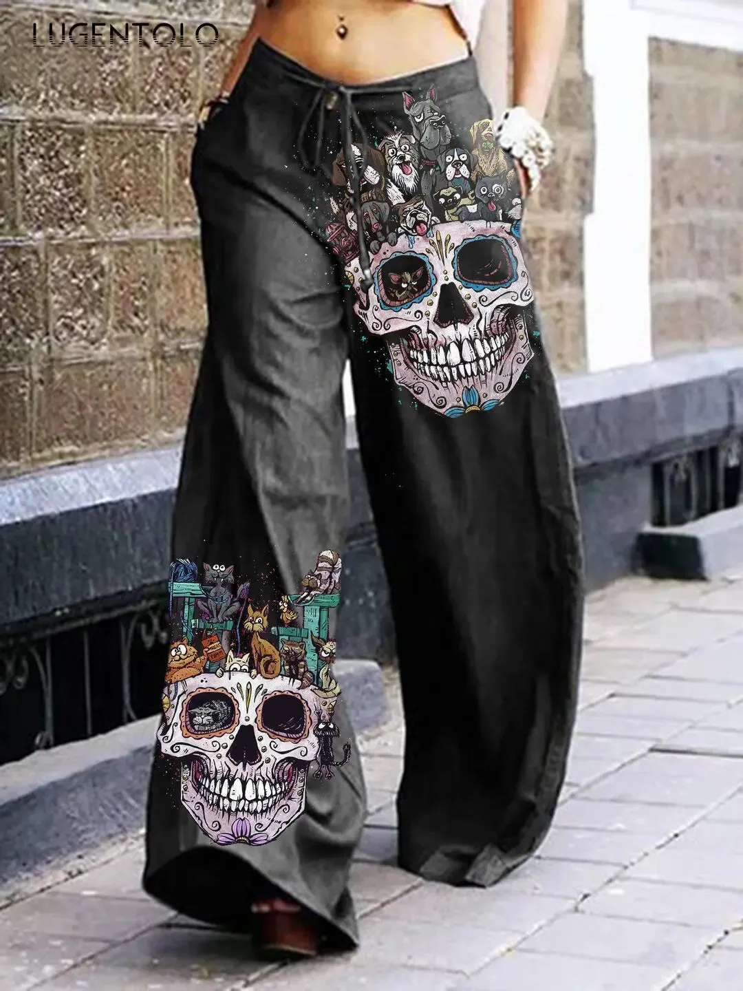 Dark and Moody: Skull-Emblazoned Cargo Pants