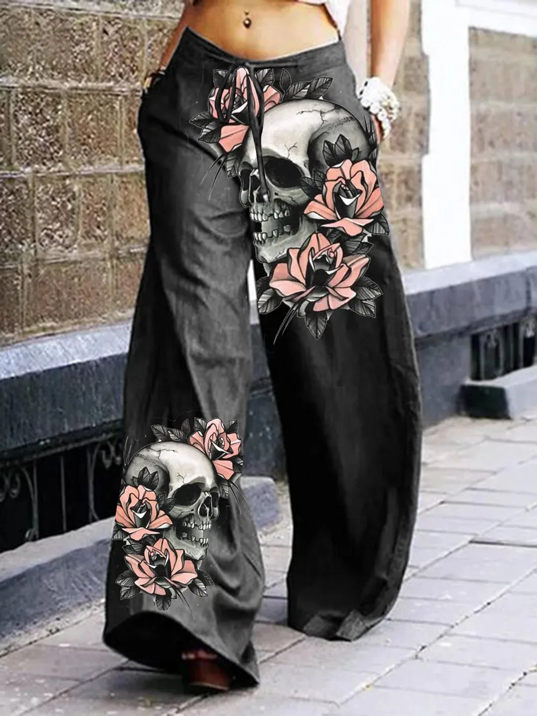 Dark and Moody: Skull-Emblazoned Cargo Pants