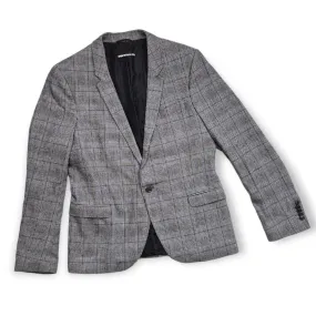 DRYKORN Men's Outerwear Blazer Jacket Grau with Tiny Blue Stripes Viscose Single Breasted Size M