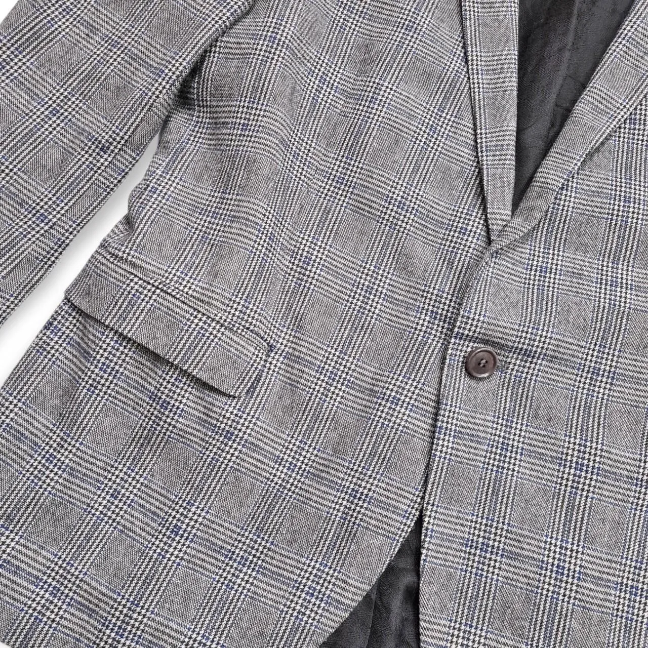 DRYKORN Men's Outerwear Blazer Jacket Grau with Tiny Blue Stripes Viscose Single Breasted Size M
