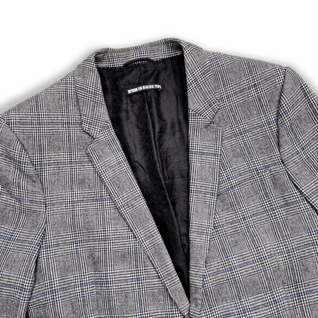 DRYKORN Men's Outerwear Blazer Jacket Grau with Tiny Blue Stripes Viscose Single Breasted Size M