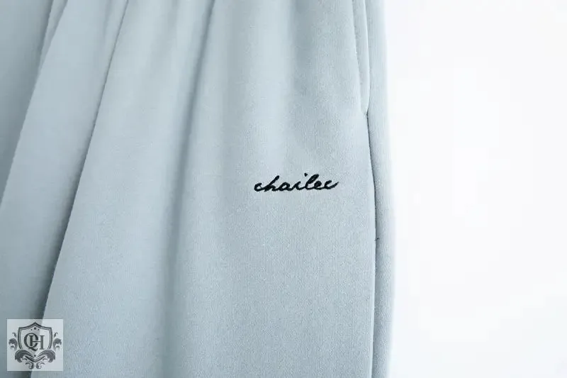Embroidered Elastic Waist Sweatpants
