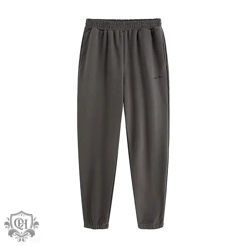 Embroidered Elastic Waist Sweatpants