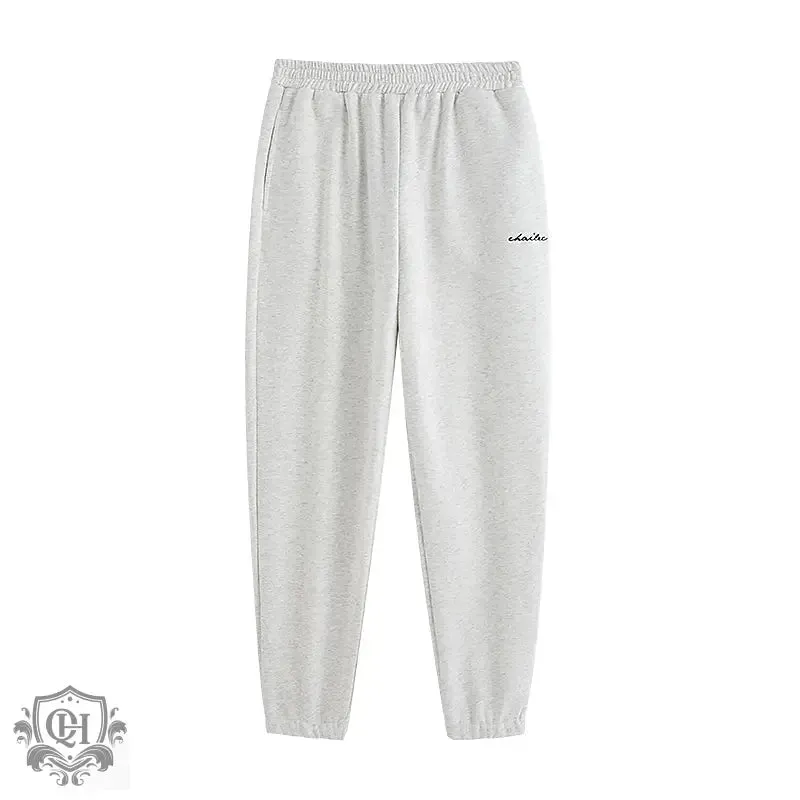 Embroidered Elastic Waist Sweatpants
