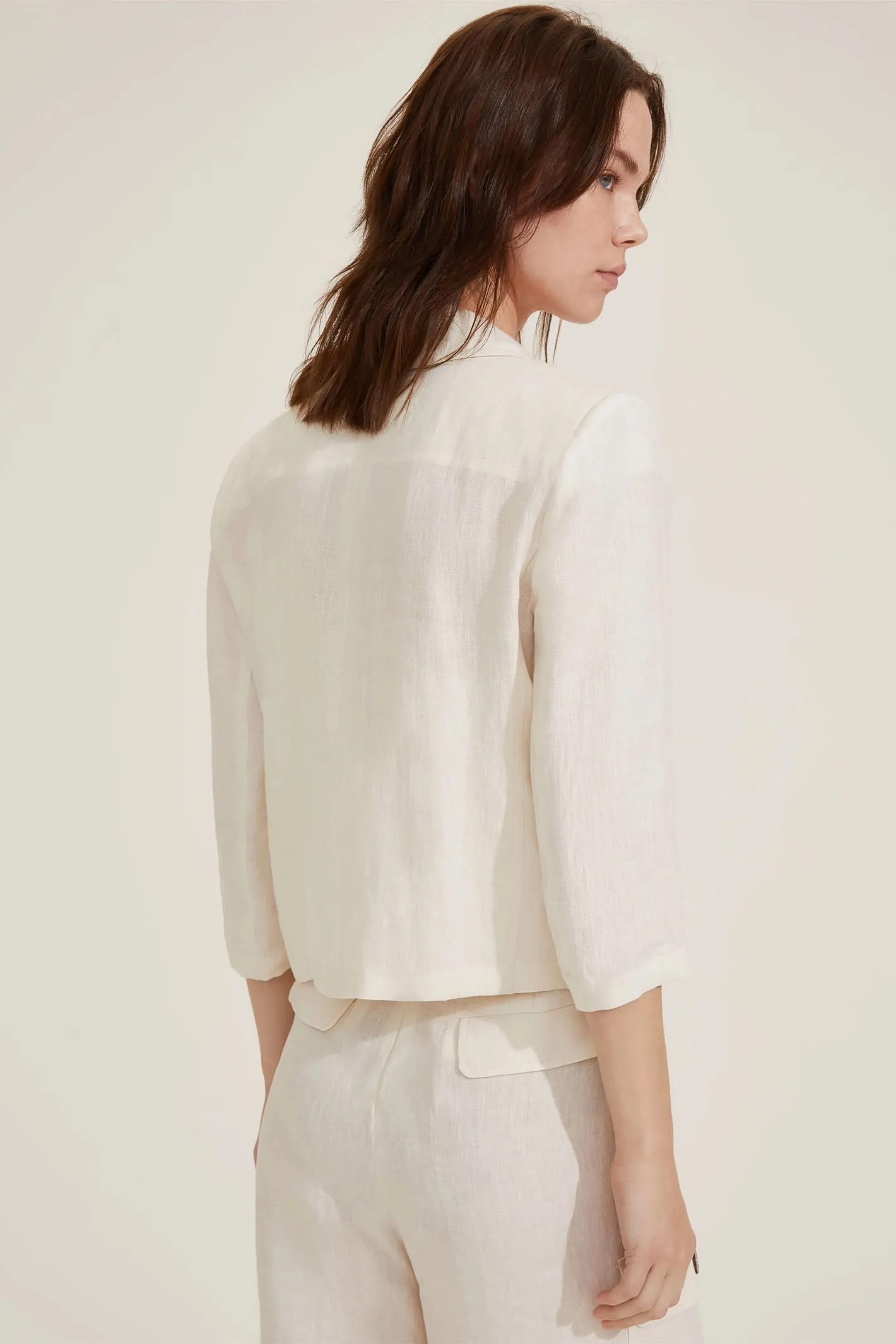 Emme Mosella1 Short Linen Blazer Jacket Wool White 2515041092200
