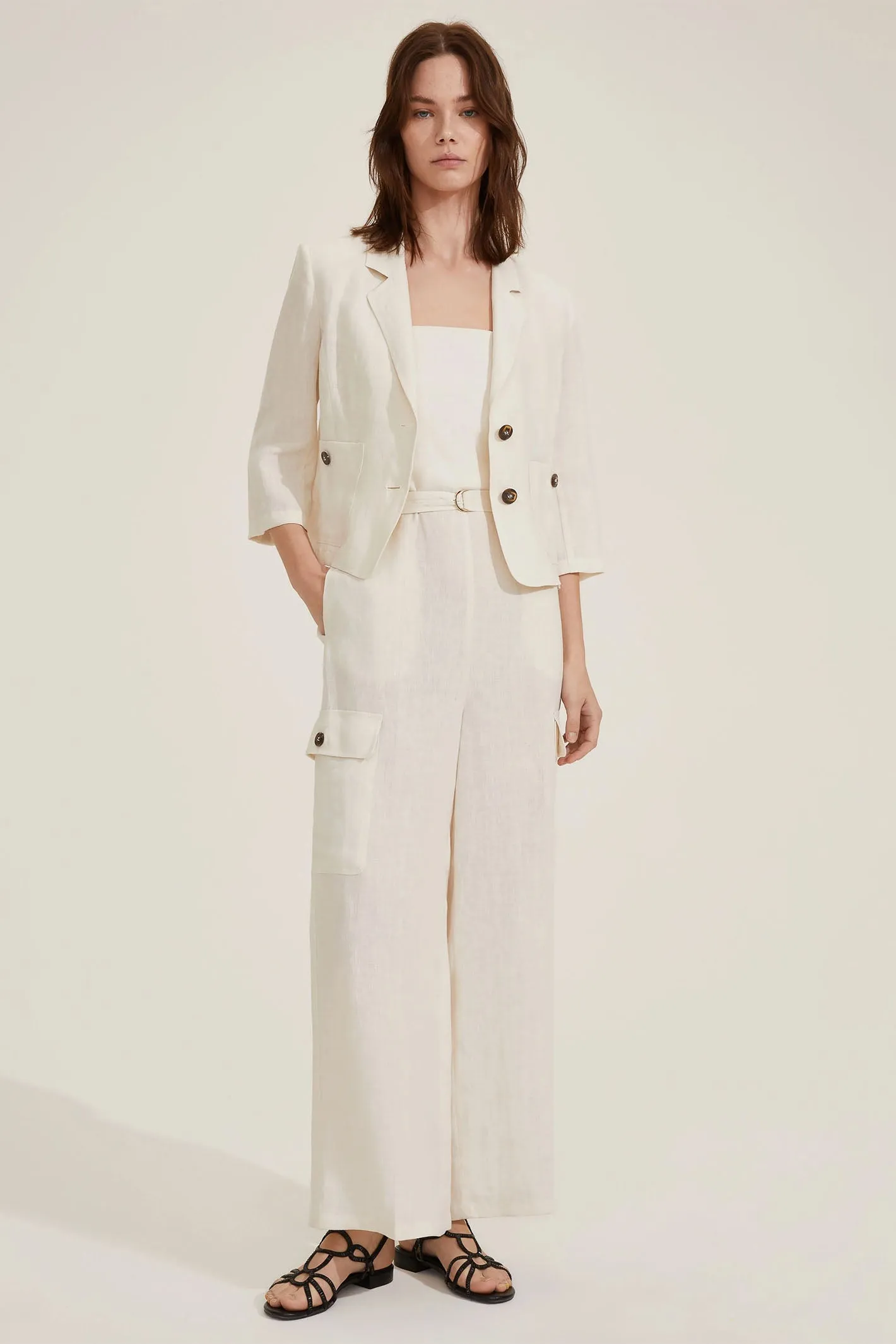 Emme Mosella1 Short Linen Blazer Jacket Wool White 2515041092200